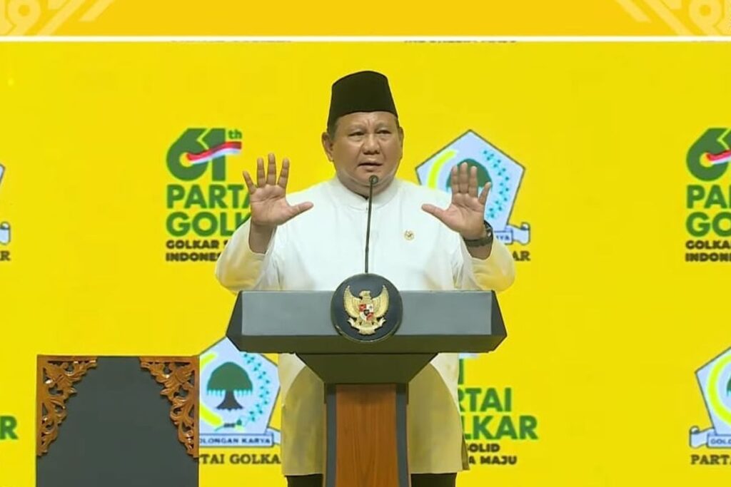 Presiden Prabowo Subianto mengucapkan selamat ulang tahun untuk almamaternya, Golkar.